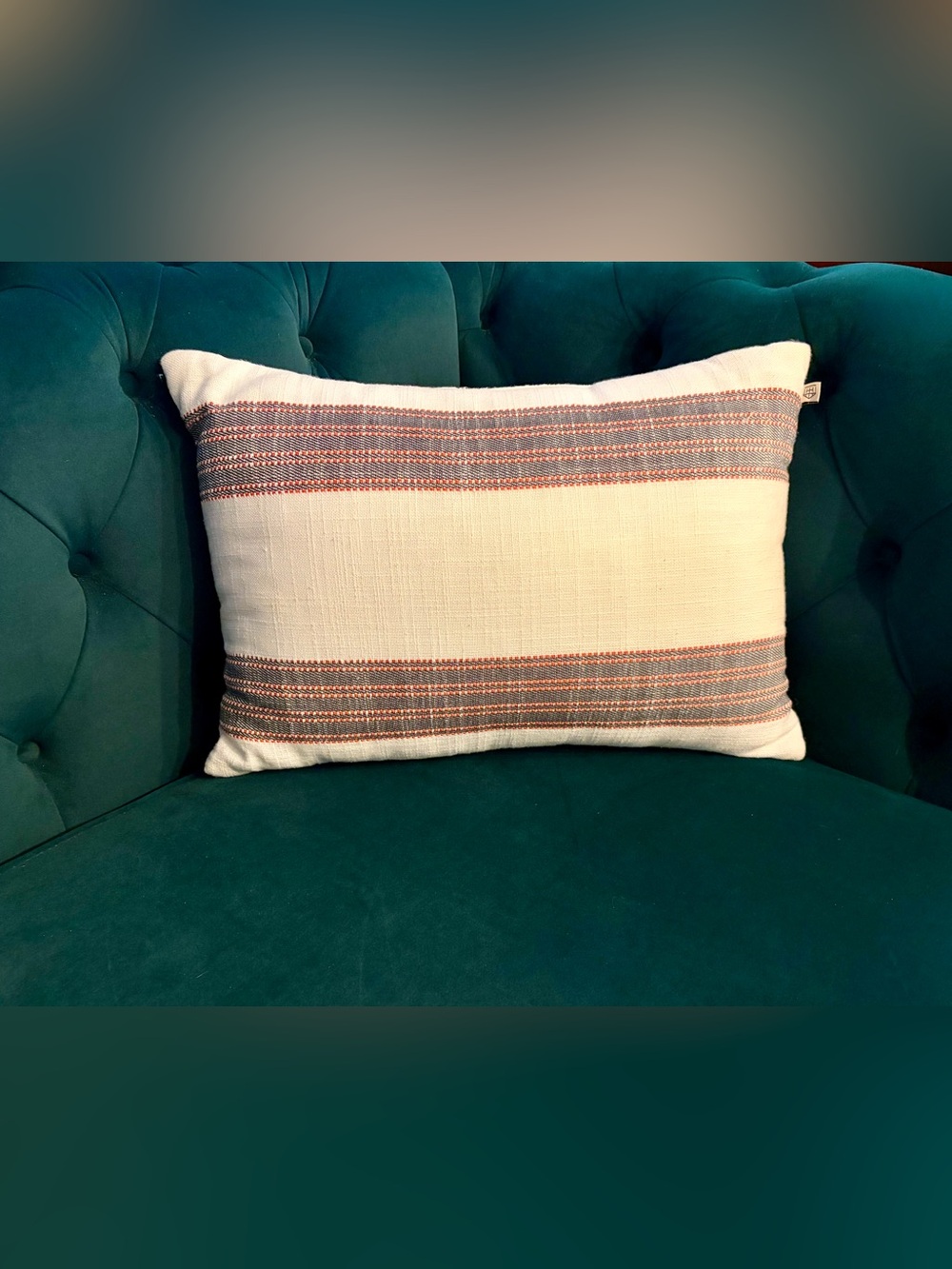 Hearth & Hand Cream Lumbar Pillow with Taupe Stripe